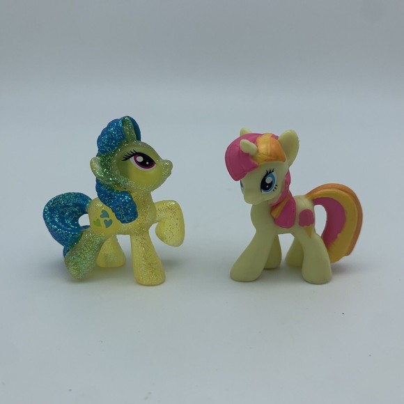 Lot of 2 My Little Pony Ponies Sweetcream Scoops FiM Lemon Hearts Glitter Yellow - Picture 1 of 7